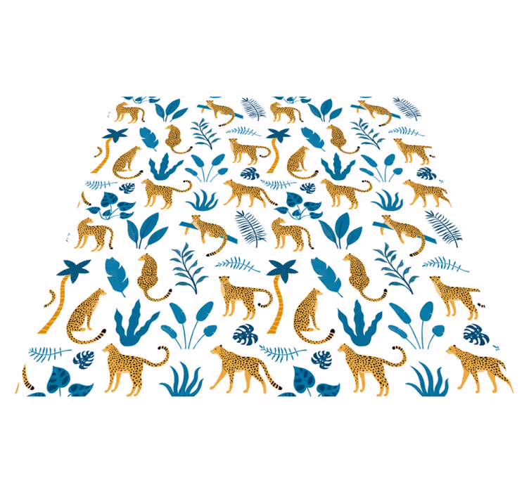 Alfombra vinílica animales botánicos y leopardos - TenVinilo