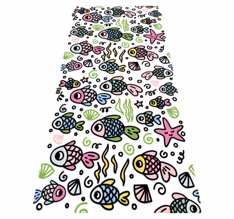 Alfombra vinílica animales diseño de peces multicolores - TenVinilo