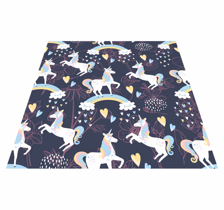 Alfombra vinílica animales unicornios rosas florales - TenVinilo