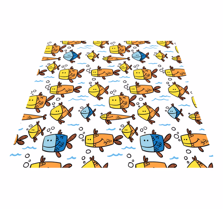 Alfombra vinílica animales estilo peces multicolores - TenVinilo