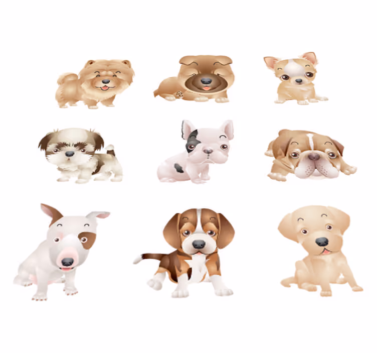 Alfombra vinílica animales cachorros adorables - TenVinilo
