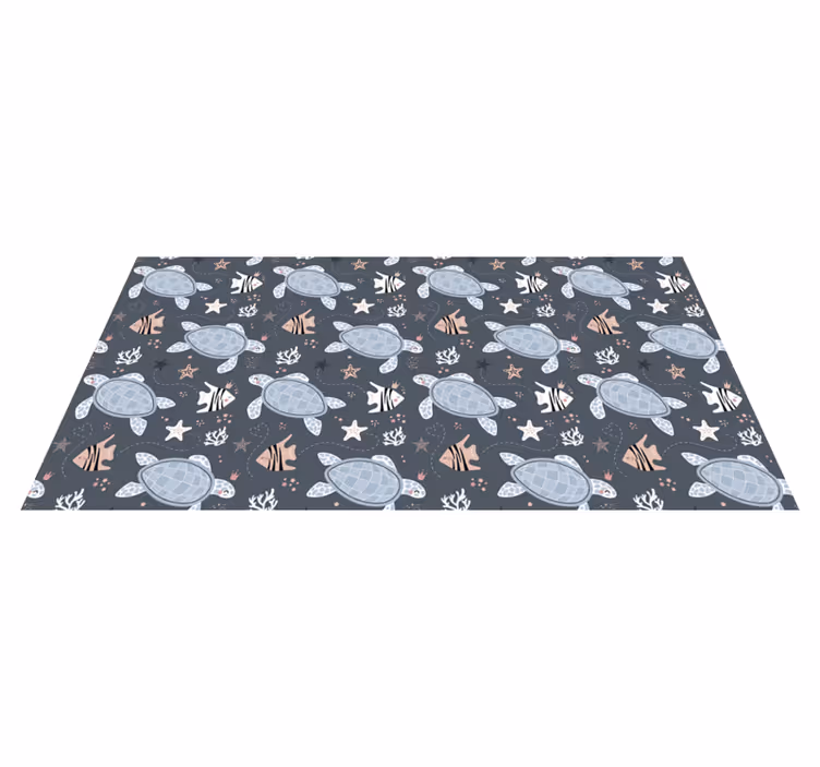 Alfombra vinílica animales motivo de tortuga juguetona - TenVinilo