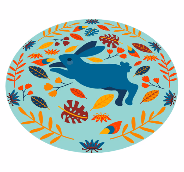 Alfombra vinílica animales ilustración de conejo juguetón - TenVinilo