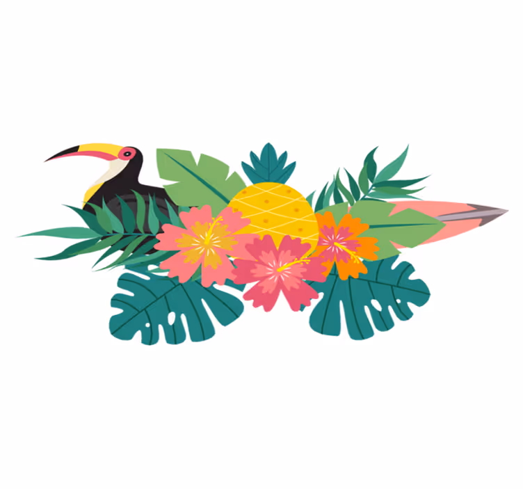 Alfombra vinílica animales diseño de aves tropicales - TenVinilo