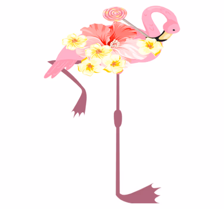 Alfombra vinílica animales diseño floral de flamenco - TenVinilo