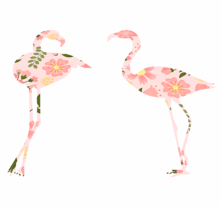Alfombra vinílica animales patrón floral de flamencos - TenVinilo