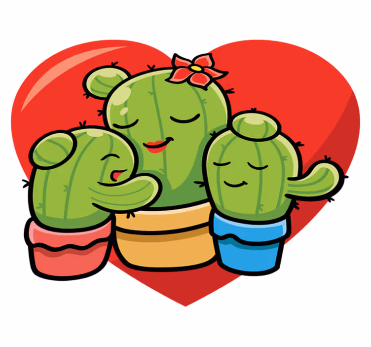 Alfombra vinílica animales amor de familia cactus - TenVinilo