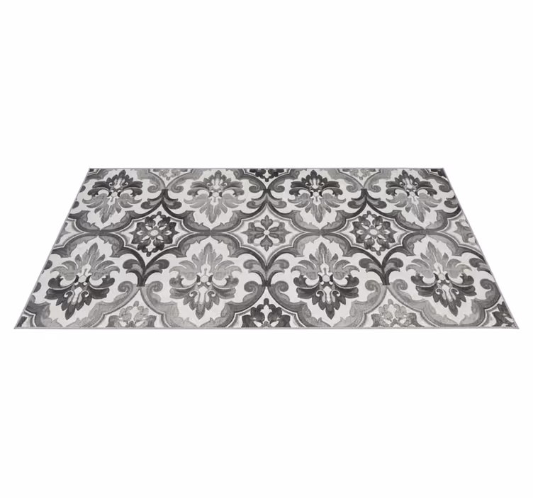 Alfombra de vinilo para cocina tapiz damasco en gris - TenVinilo