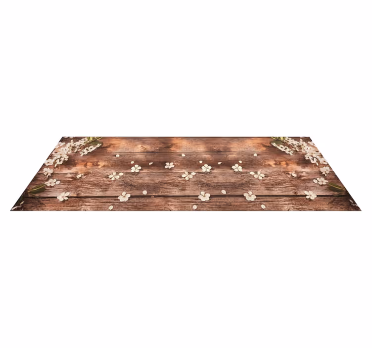 Alfombra de vinilo para cocina floral madera dispersa - TenVinilo