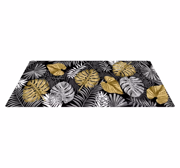 Alfombra de vinilo para cocina selva dorada lujuosa - TenVinilo