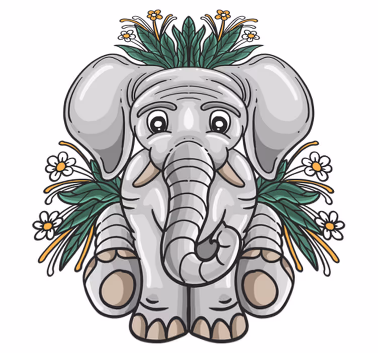 Alfombra vinílica animales ilustración de elefante tierno - TenVinilo