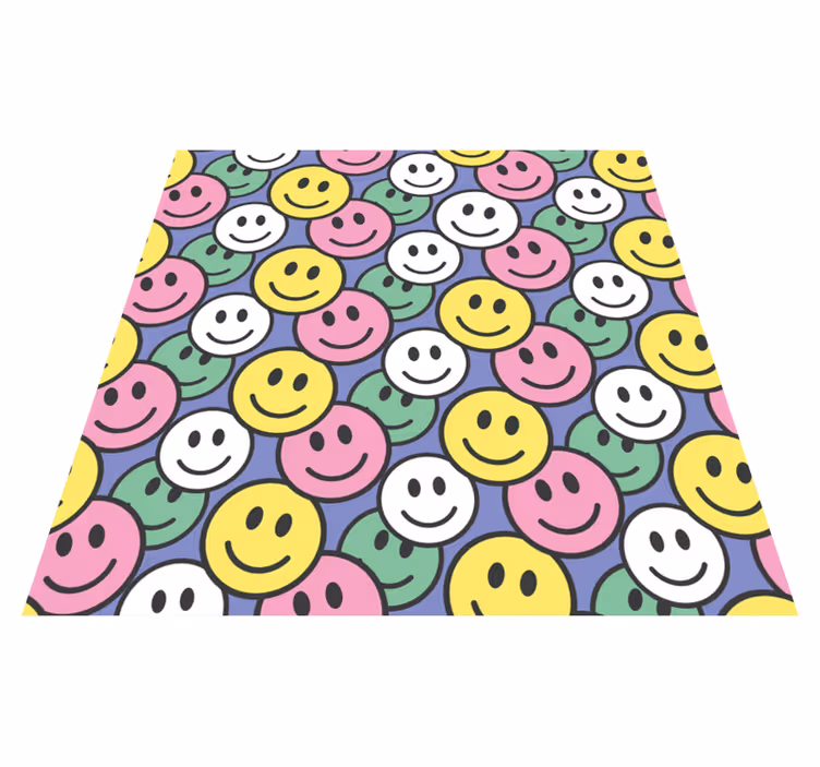 Alfombra vinílica animales patrones de sonrisas coloridas - TenVinilo