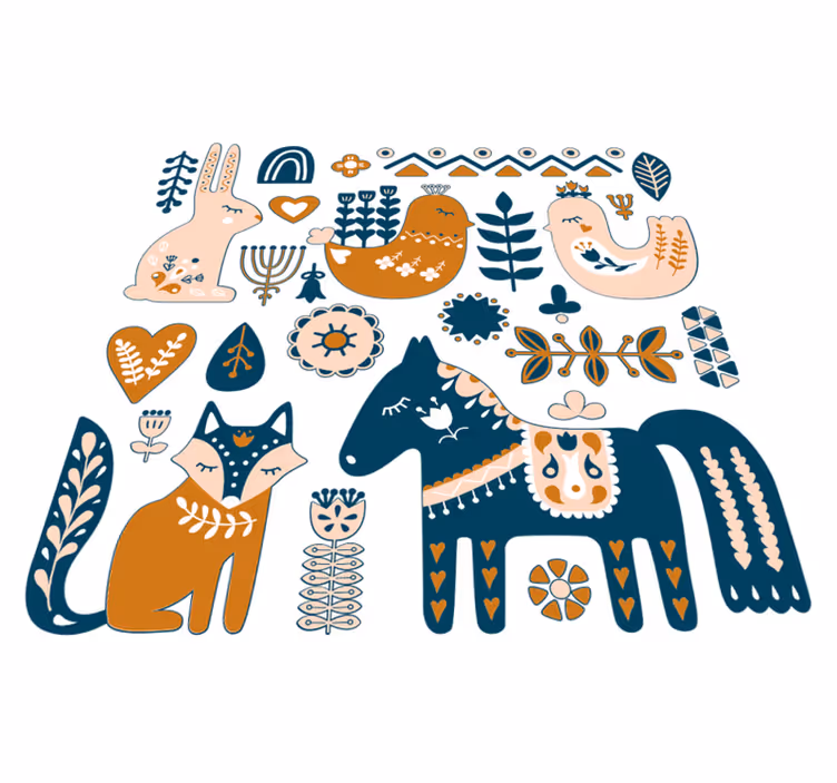 Alfombra vinílica animales ilustraciones coloridas - TenVinilo