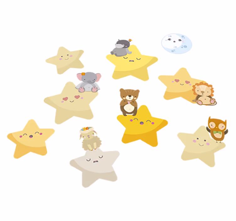 Alfombra vinílica animales estrellas para la habitación - TenVinilo
