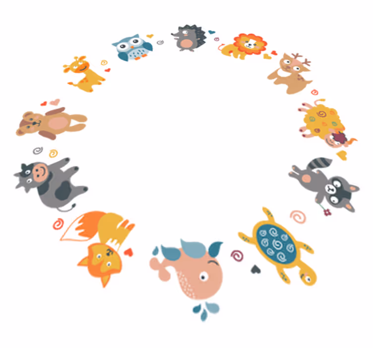 Alfombra vinílica animales en círculo - TenVinilo