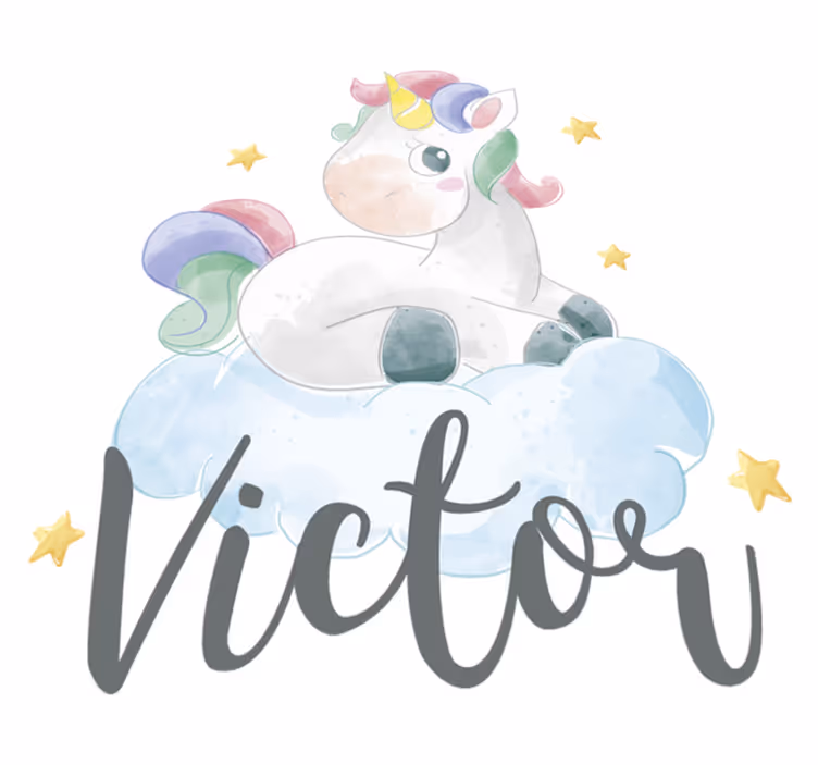 Alfombra vinílica animales unicornio acuarelado con nubes - TenVinilo