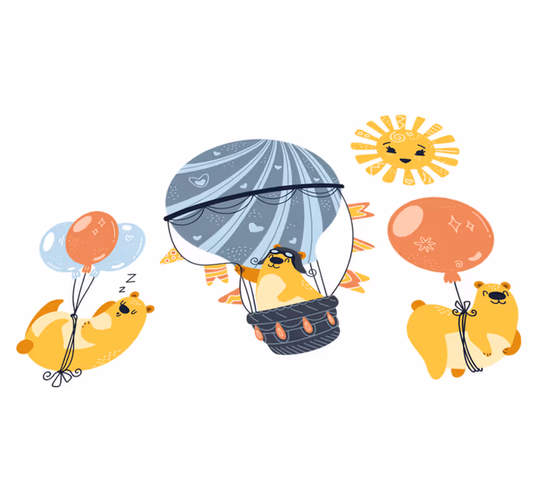 Alfombra vinílica animales colgando de globos - TenVinilo
