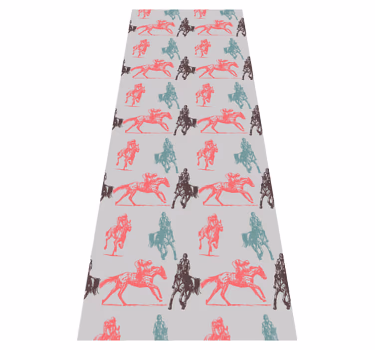Alfombra vinílica animales caballo sobre fondo gris - TenVinilo
