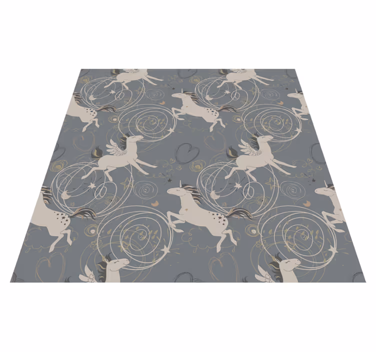 Alfombra vinílica animales unicornios sobre fondo oscuro - TenVinilo