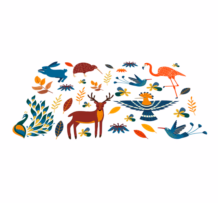 Alfombra vinílica animales patrones de animales coloridos - TenVinilo