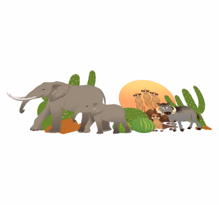 Alfombra vinílica animales escena de safari - TenVinilo