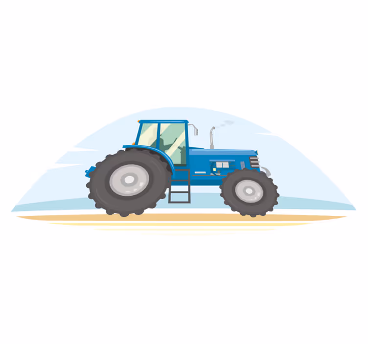 Alfombra vinílica animales ilustración tractor azul - TenVinilo