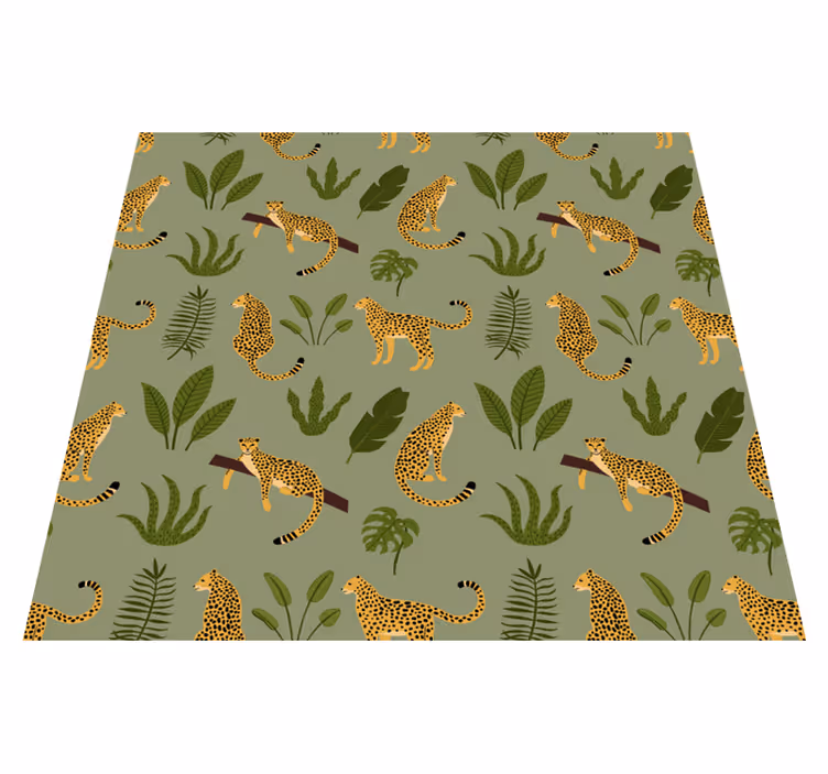 Alfombra vinílica animales selva con estampado de leopardo - TenVinilo