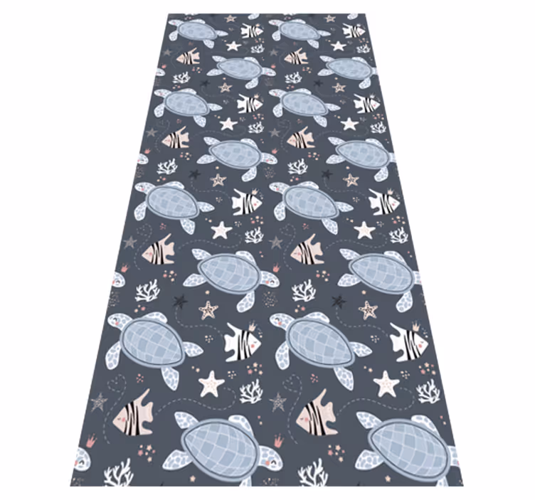 Alfombra vinílica animales tortugas y peces marinos - TenVinilo