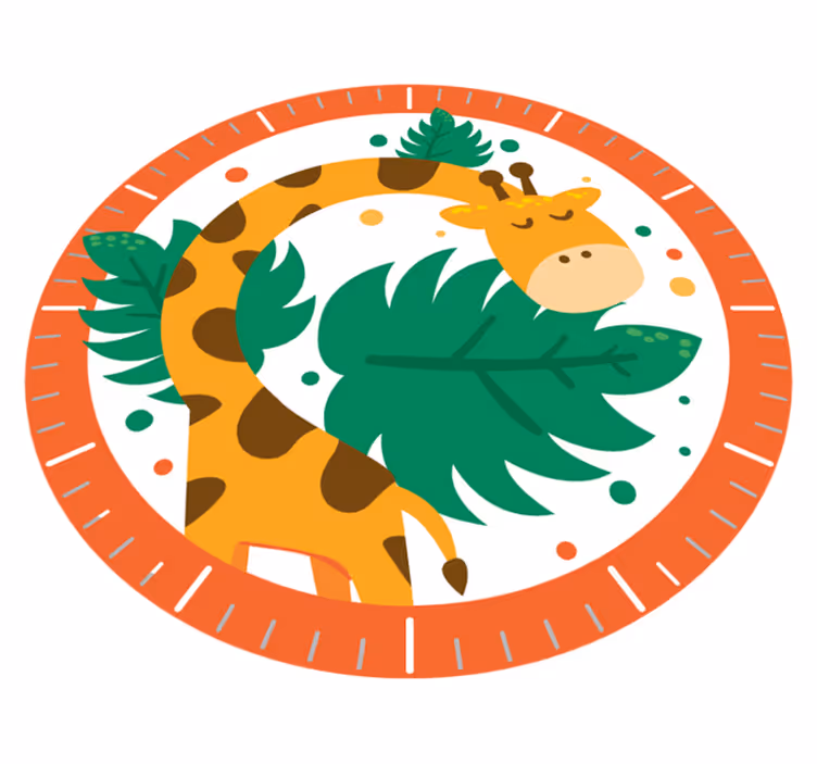 Alfombra vinílica animales reloj de pared jirafa - TenVinilo