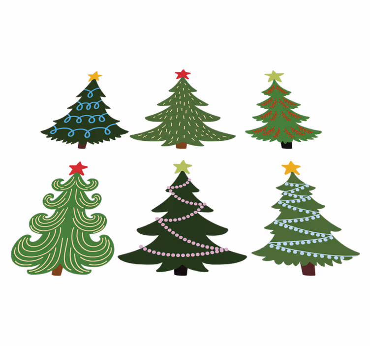 Alfombra vinílica navidad set árboles coloridos - TenVinilo