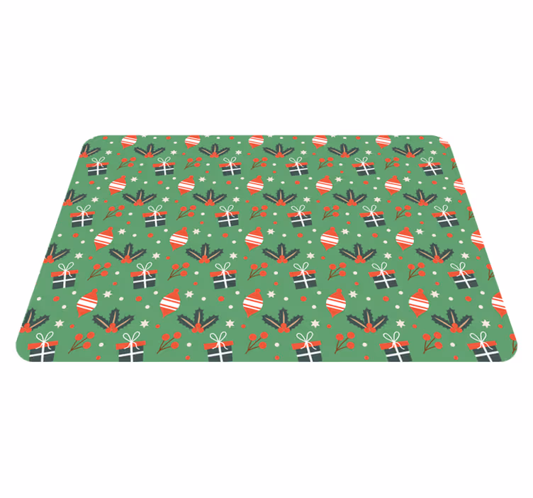 Alfombra vinílica navidad patrón de caramelos verdes - TenVinilo