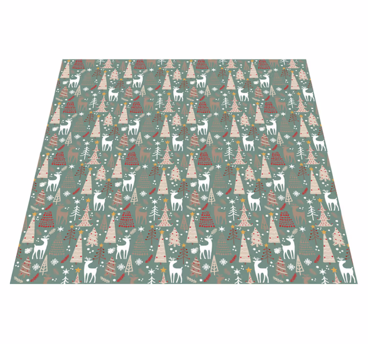 Alfombra vinílica navidad patrón bosque navideño - TenVinilo