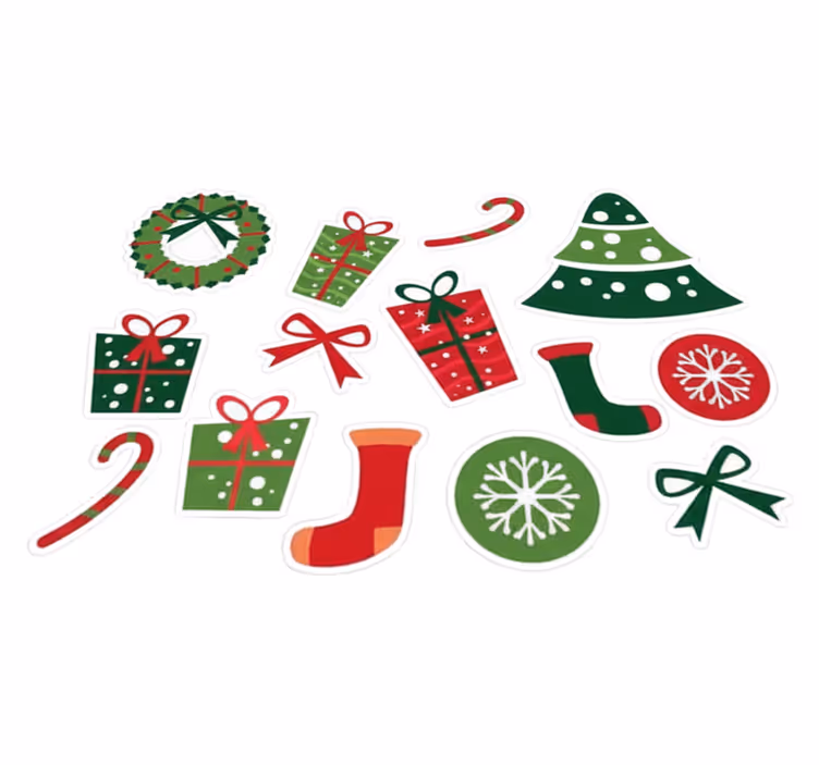 Alfombra vinílica navidad elementos clásicos navideños - TenVinilo