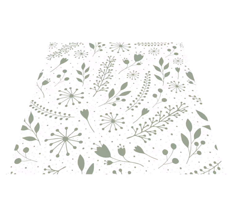 Alfombra vinílica flores diseño de hojas verdes con flores - TenVinilo