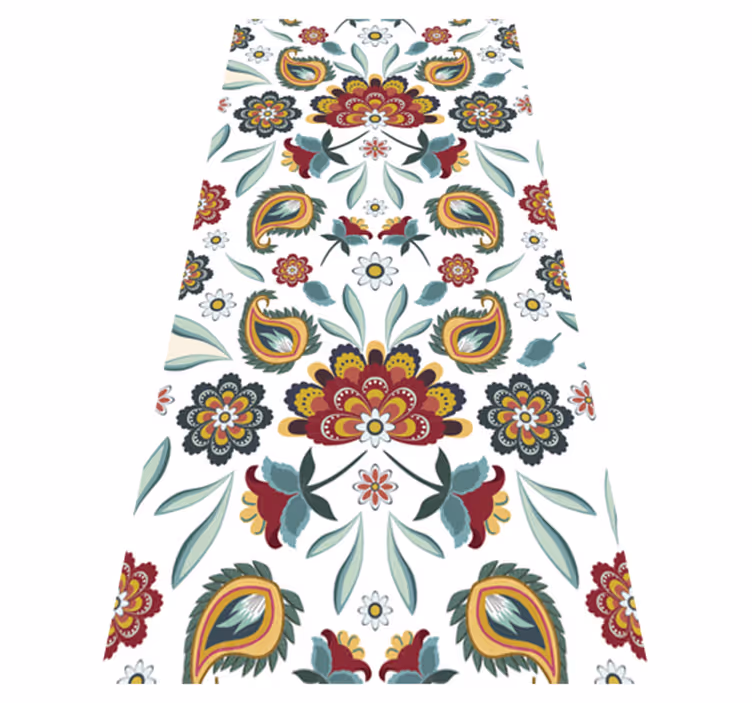 Alfombra vinílica flores motivo floral étnico - TenVinilo