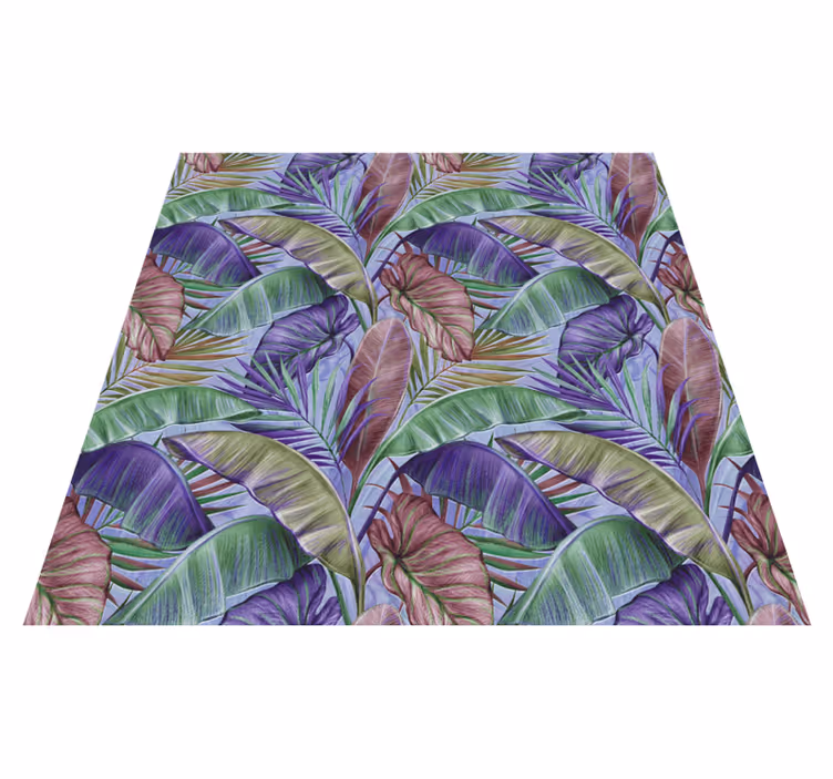Alfombra vinílica flores hoja tropical - TenVinilo
