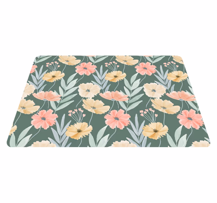 Alfombra vinílica flores diseño floral acuarela - TenVinilo