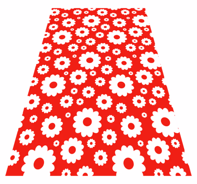 Alfombra vinílica flores margaritas rojas y blancas - TenVinilo