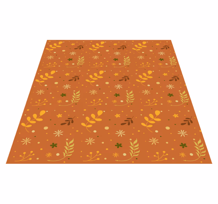 Alfombra vinílica flores tonos naranjas de hojas - TenVinilo