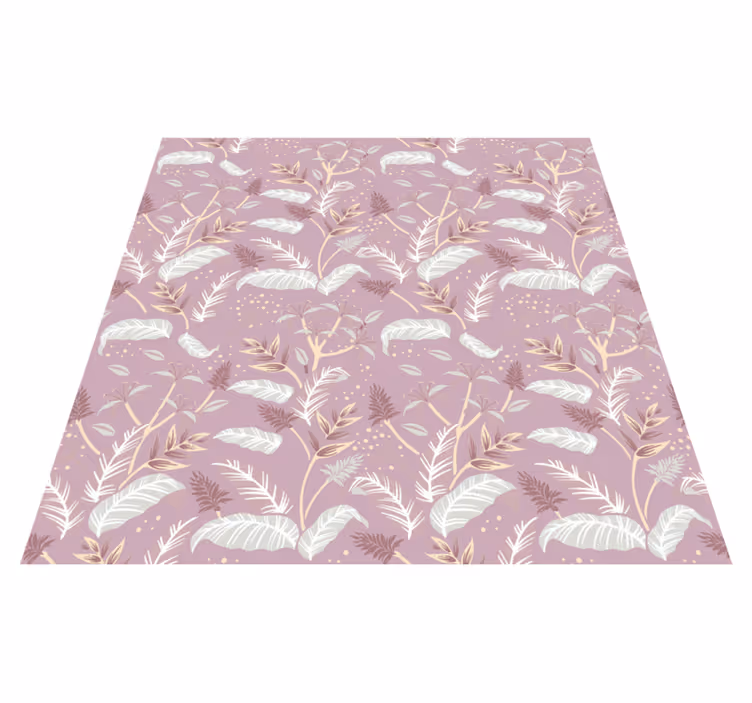 Alfombra vinílica flores diseño tropical rosa vintage - TenVinilo