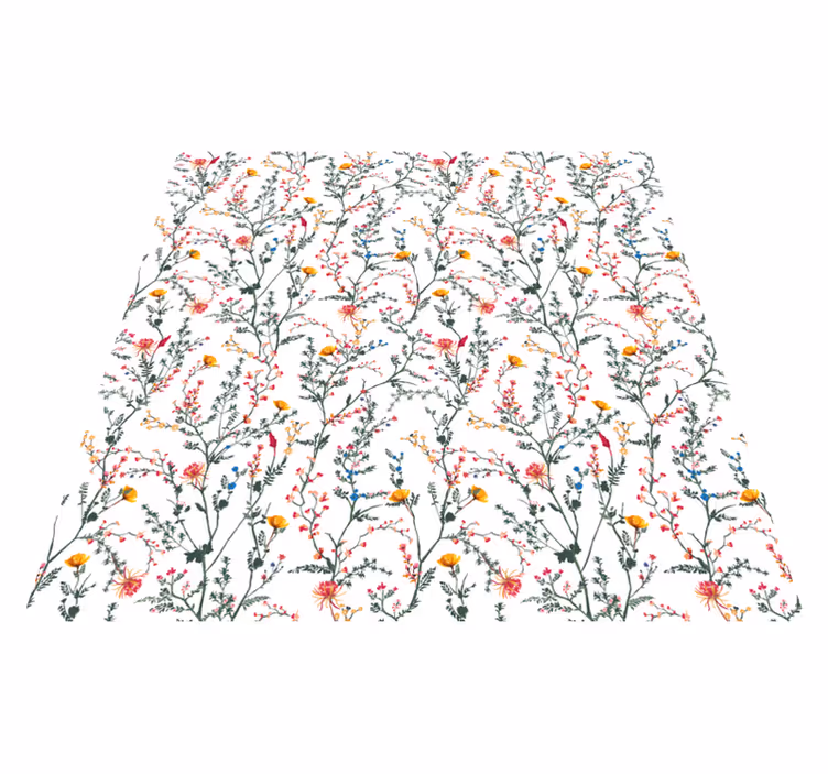 Alfombra vinílica flores jardín minimalista fino - TenVinilo