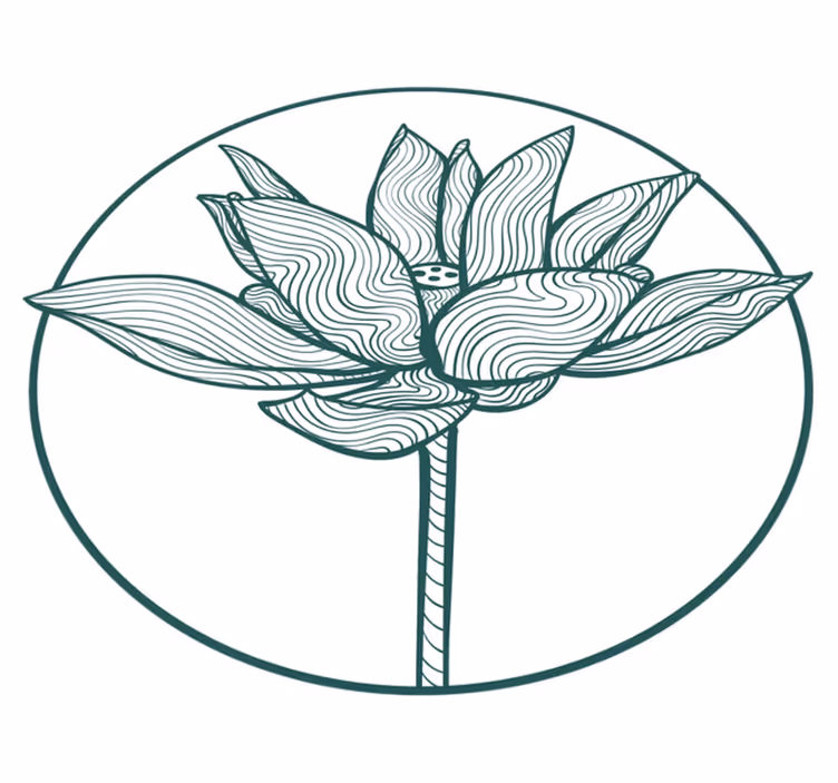 Alfombra vinílica flores ilustración flor de loto - TenVinilo