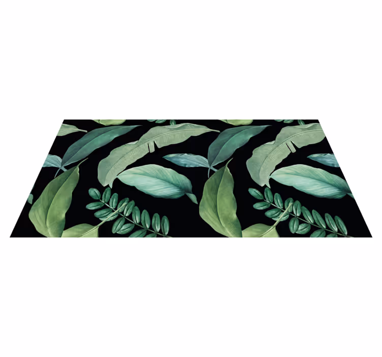 Alfombra vinílica flores hojas del bosque gris oscuro - TenVinilo