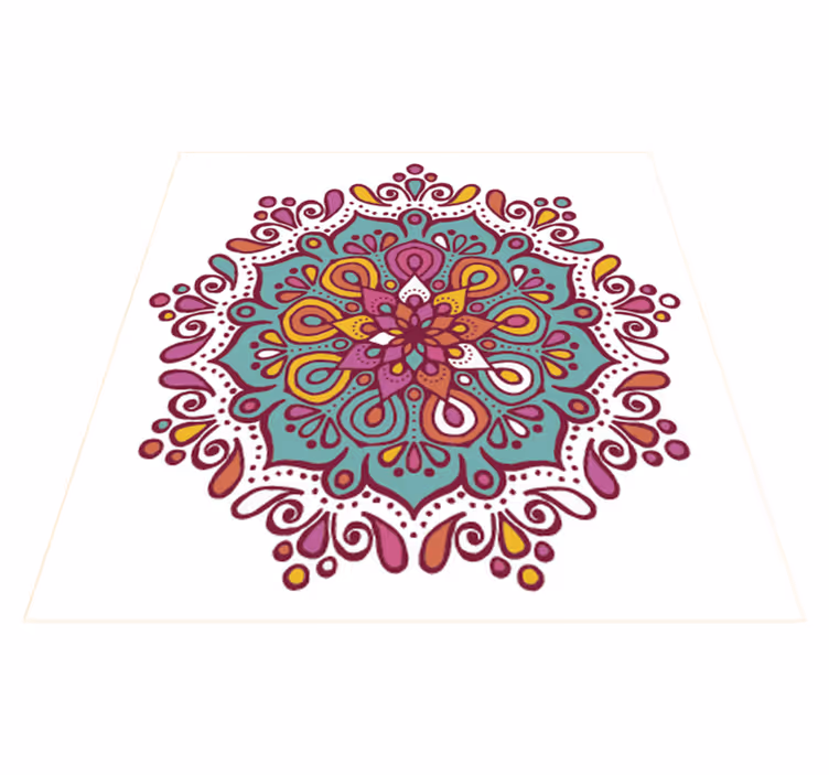 Alfombra de vinilo para cocina mandala de azulejos coloridos - TenVinilo