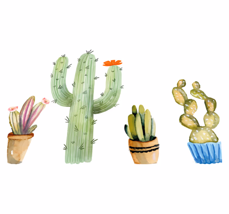 Alfombra vinílica comedor set variedad de cactus - TenVinilo