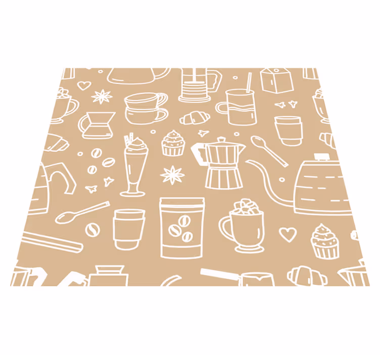 Alfombra de vinilo para cocina con diseño de tazas y vasos - TenVinilo