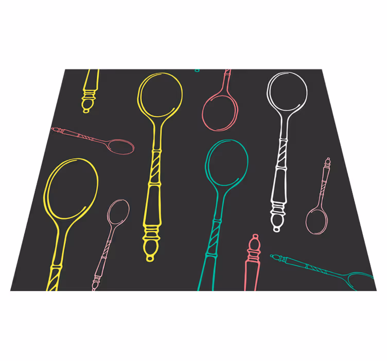 Alfombra de vinilo para cocina cucharas multicolores - TenVinilo