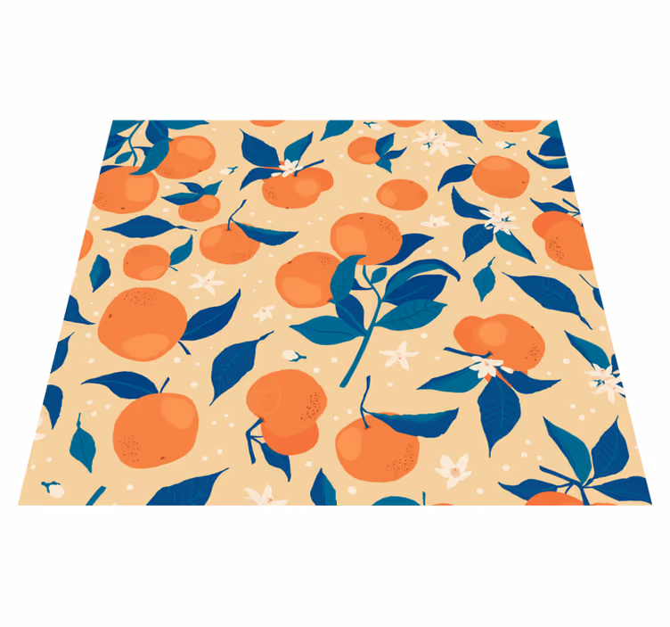 Alfombra de vinilo para cocina patrón de naranjas - TenVinilo