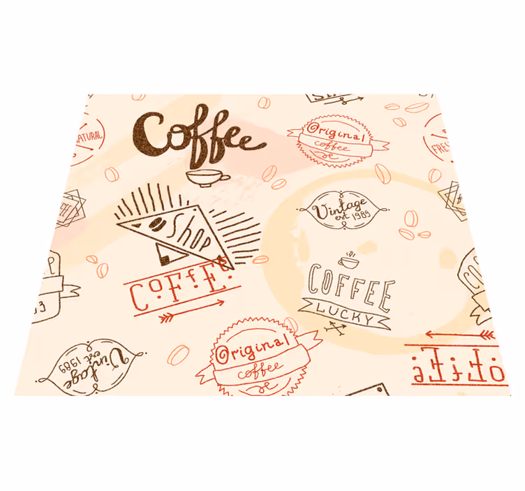 Alfombra de vinilo para cocina iconos de café - TenVinilo