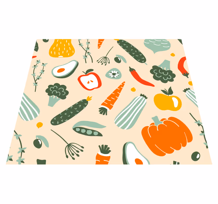 Alfombra de vinilo para cocina patrón de comida beige - TenVinilo
